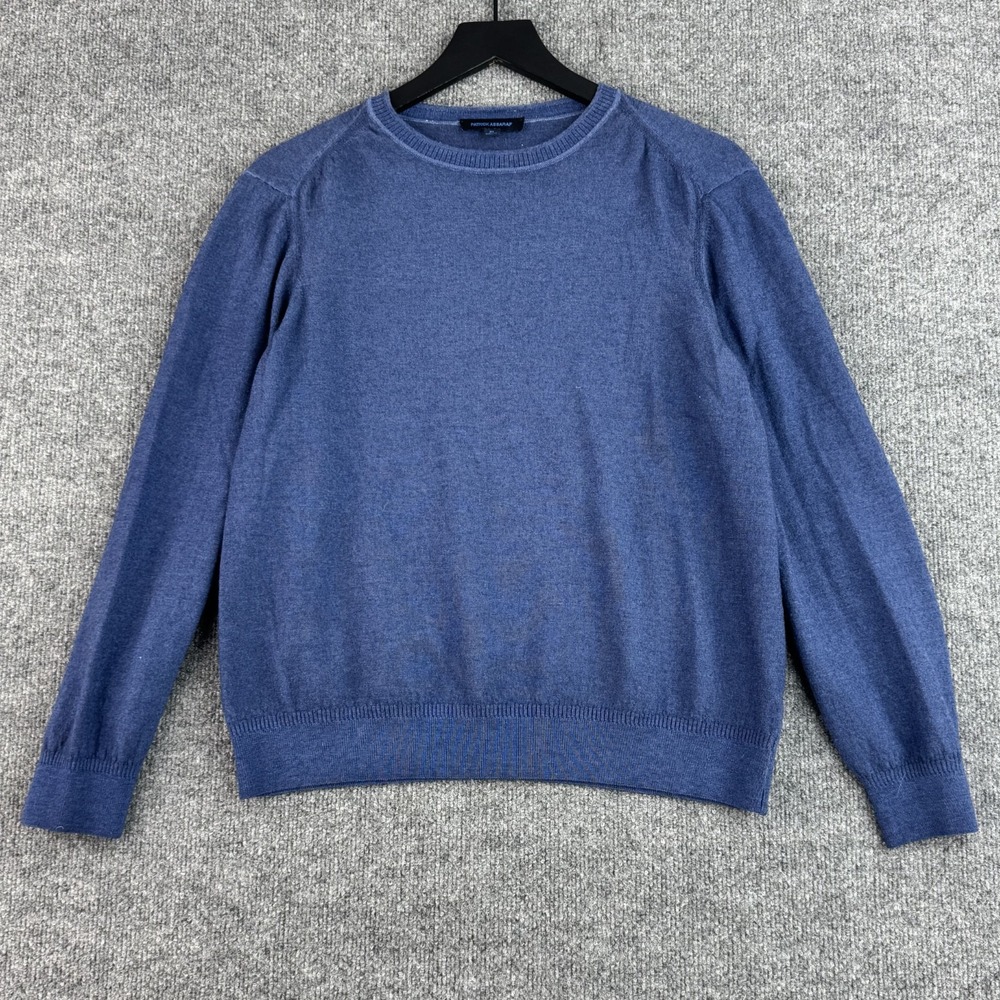 Patrick Assaraf Sweater Mens XL Blue 100% Extrafine Merino Wool Casual Crewneck - Picture 1 of 11